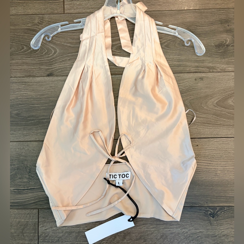 Tic Toc Champagne Halter Crop Top